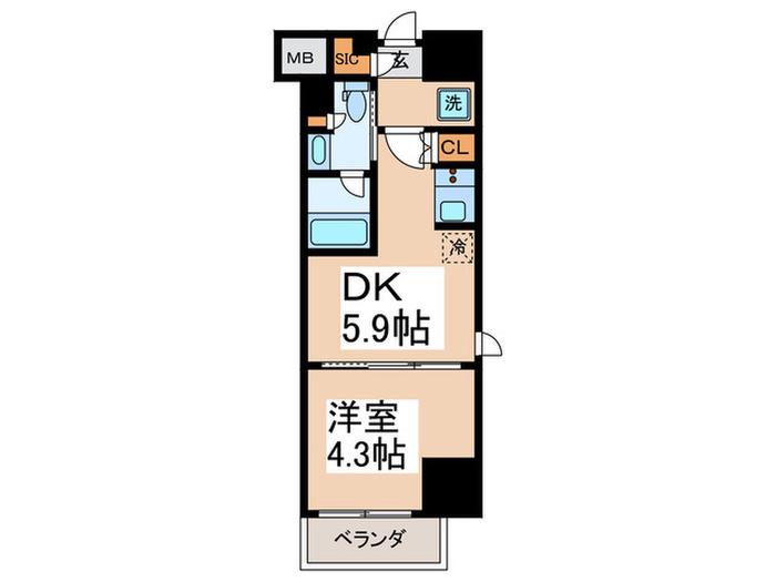 ミリアレジデンス浅草橋II(1DK/2階)の間取り写真