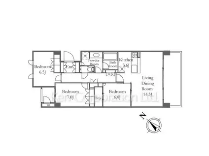 深沢ハウス(3LDK/3階)の間取り写真