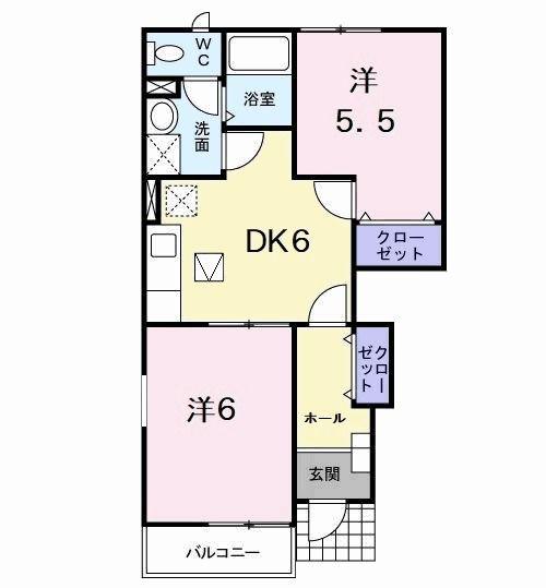 メゾン リヴァージュ(2DK/1階)の間取り写真