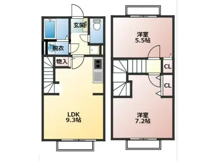 ラ・マンチャハウスガーデン七半沢(2LDK/1階)の間取り写真