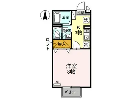 セジュールコスモII(1K/2階)の間取り写真