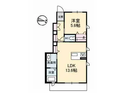 ラ ポール III(1LDK/1階)の間取り写真