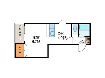 ツインビルいとう2号館(1DK/1階)の間取り写真