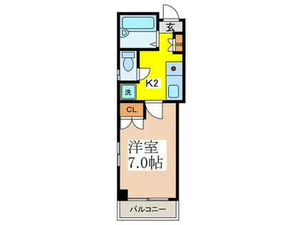 クリンハイツ(1K/6階)の間取り写真