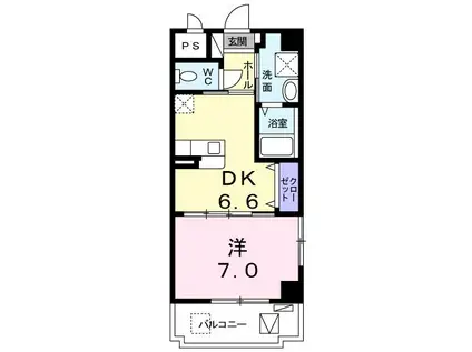 アンプリル(1DK/2階)の間取り写真