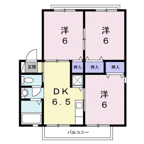 ヴィラたかせ(3DK/2階)の間取り写真