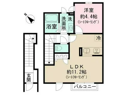 ノース HILL(1LDK/2階)の間取り写真