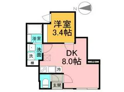 CIEL ONE(1DK/1階)の間取り写真