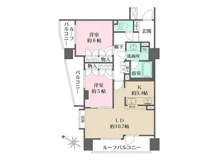 藤和シティーホームズ横浜桜木町クレーデルコート(2LDK/10階)の間取り写真