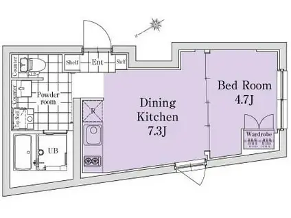 SOU三軒茶屋302(1DK/3階)の間取り写真