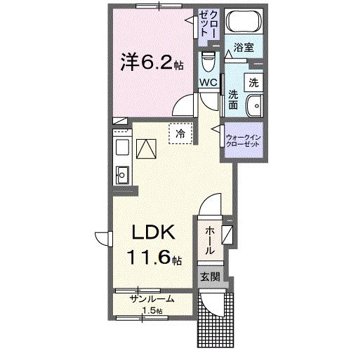 ソンメホリスII(1LDK/1階)の間取り写真
