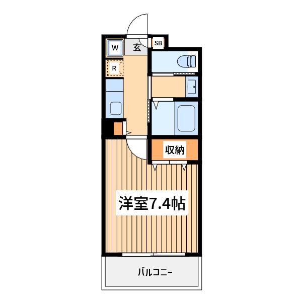 フランネル(1K/1階)の間取り写真