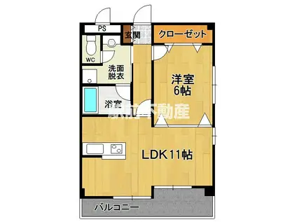LIENS RENOVATIO 二日市S(1LDK/4階)の間取り写真