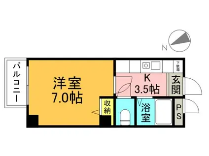 TWO ONEビル(1K/2階)の間取り写真