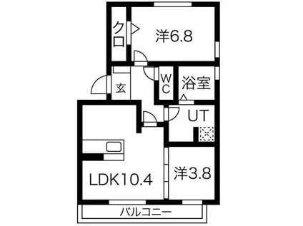RウィステリアA棟(2LDK/3階)の間取り写真