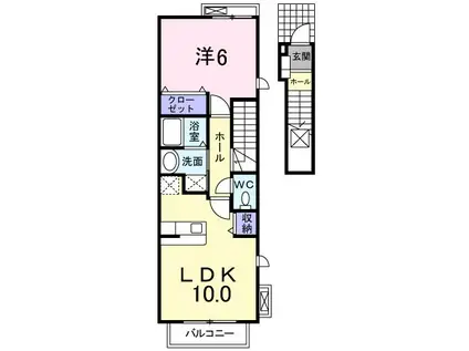 リバービュー・シャーレ(1LDK/2階)の間取り写真