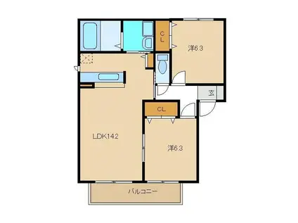 イーストヴィラ(2LDK/2階)の間取り写真