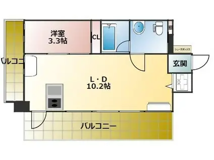 西新テングッドシティサボイ(1LDK/10階)の間取り写真