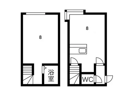 来夢ハイツII(1LDK/2階)の間取り写真