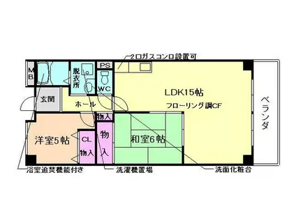 ラ・メール鉢塚(2LDK/3階)の間取り写真