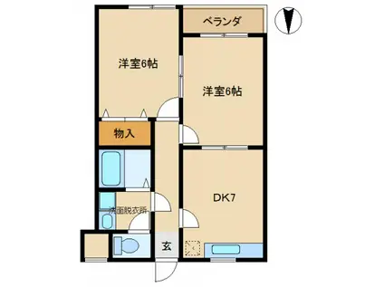 日吉レジデンス(2DK/2階)の間取り写真