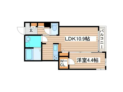 グランメゾンアムール錦町(1LDK/4階)の間取り写真