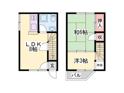 ビラージュ土居(2LDK/1階)の間取り写真
