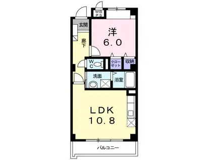 リセス・プランタン(1LDK/1階)の間取り写真