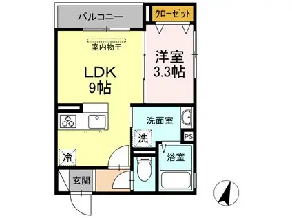 ロコマイカイ(1LDK/3階)の間取り写真