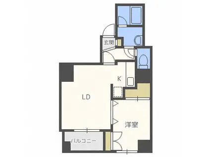 スカイパレス北1条(1LDK/5階)の間取り写真