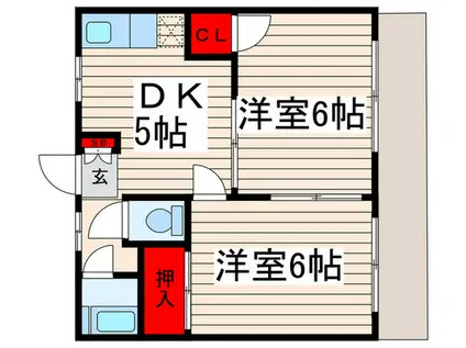 マインコーポ2(2DK/1階)の間取り写真