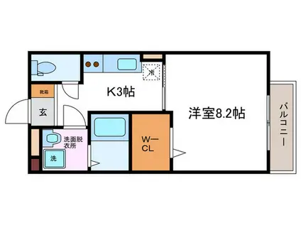 グラシューズメゾンII(1K/2階)の間取り写真