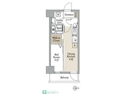 グランカーサ住吉II(1DK/9階)の間取り写真