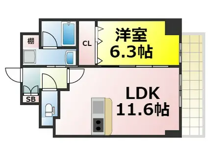 ジェイラピスナンバ(1LDK/8階)の間取り写真