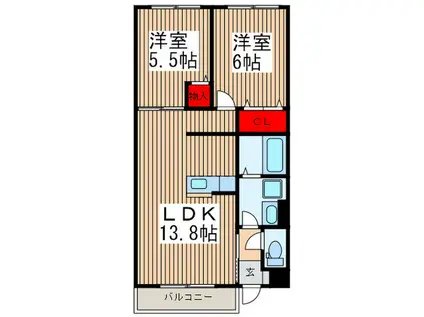 ラ・ルーチェ(2LDK/1階)の間取り写真