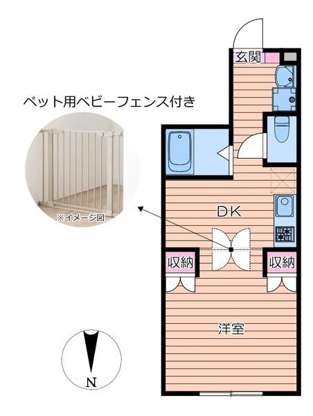 BRILLANTE PAWS 舎人(1DK/2階)の間取り写真