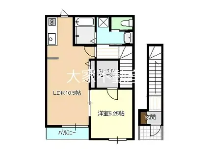 PREZIA多良見ウエスト(1LDK/2階)の間取り写真