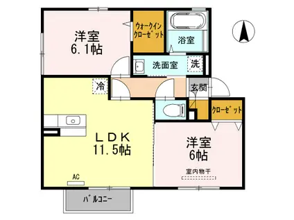 ユーエムセイラII(2LDK/2階)の間取り写真