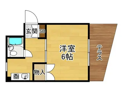 水仙ハイツ(1K/1階)の間取り写真