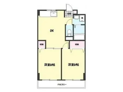 グランドール赤塚(2DK/3階)の間取り写真