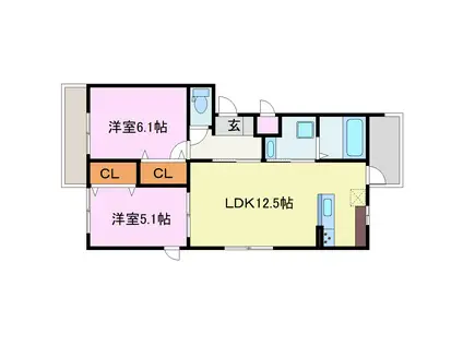 プルミエ マルセイ 寺内(2LDK/3階)の間取り写真