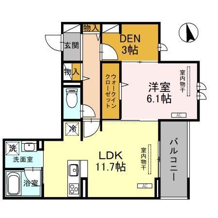 D-BLANC(1SLDK/3階)の間取り写真