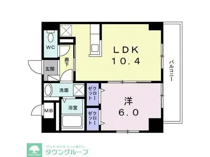ラ メッゾ(1LDK/3階)の間取り写真