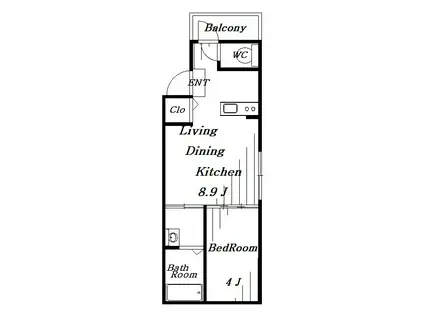 CASA DEL PARQUE(1LDK/2階)の間取り写真