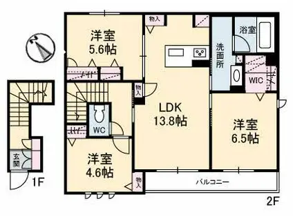 ソレアード(3LDK/2階)の間取り写真