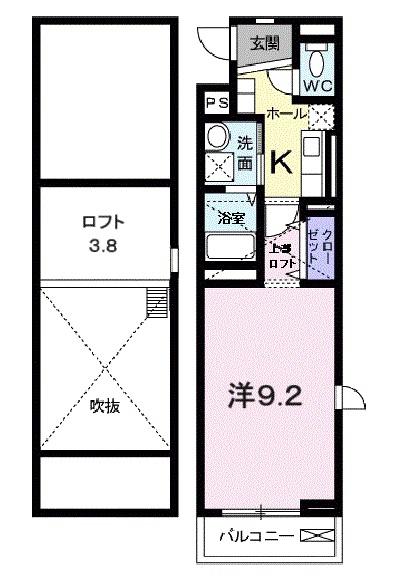 エンブレイス(1K/2階)の間取り写真