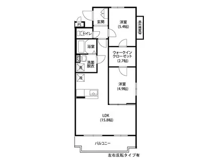 グラン・シエル(2LDK/2階)の間取り写真