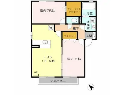 MODESTYB棟(2LDK/2階)の間取り写真