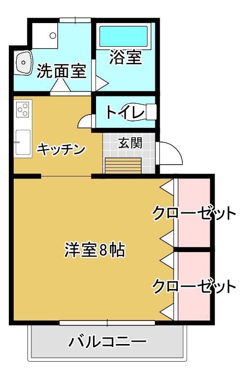 エルドールIII号館(1K/1階)の間取り写真