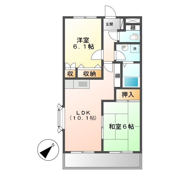 ヴィーブル(2LDK/2階)の間取り写真